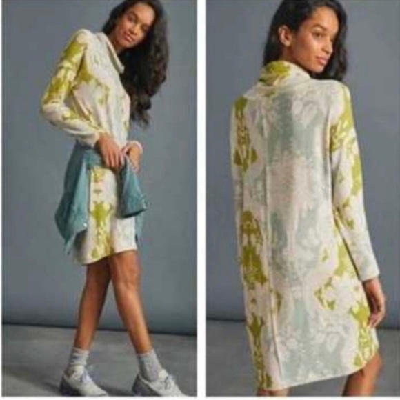 saturday sunday Dresses & Skirts - Anthropologie Saturday Sunday Green Floral Sweater Dress